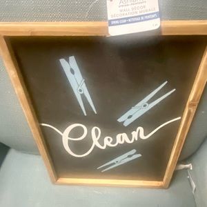 NWT….wooden piece of art that says Clean!!!!! Very beautiful sign!!!!